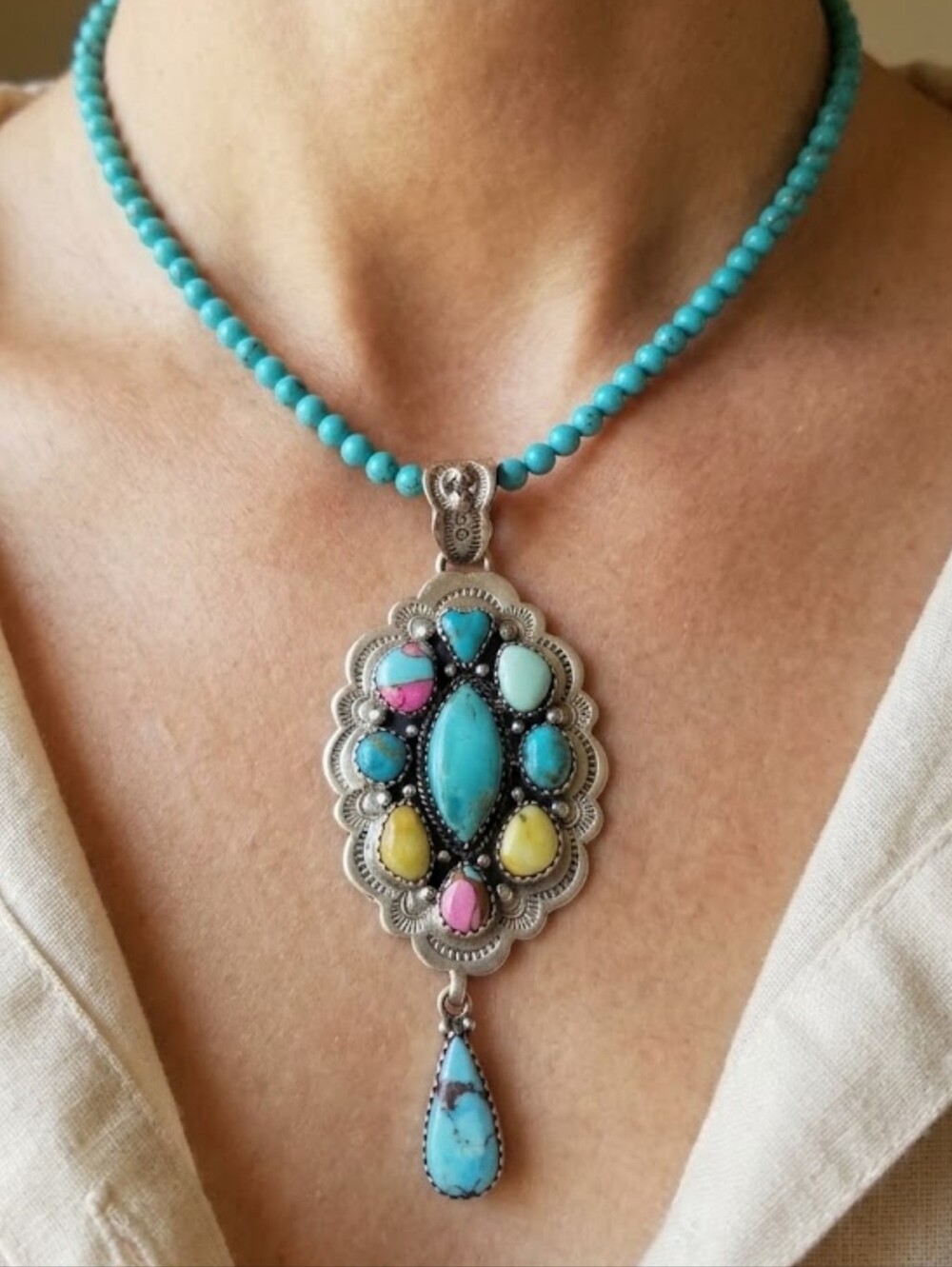 Southwest 925 Sterling Silver Southwestern Pendant